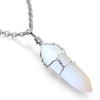 XIANNVXI Mothers Day Gifts Healing Crystals Hexagonal Stones Necklaces Reiki Spiritual Natural Gemstone Quartz Point Wire Wrapped Jewelry for Women Men (White - Opal)