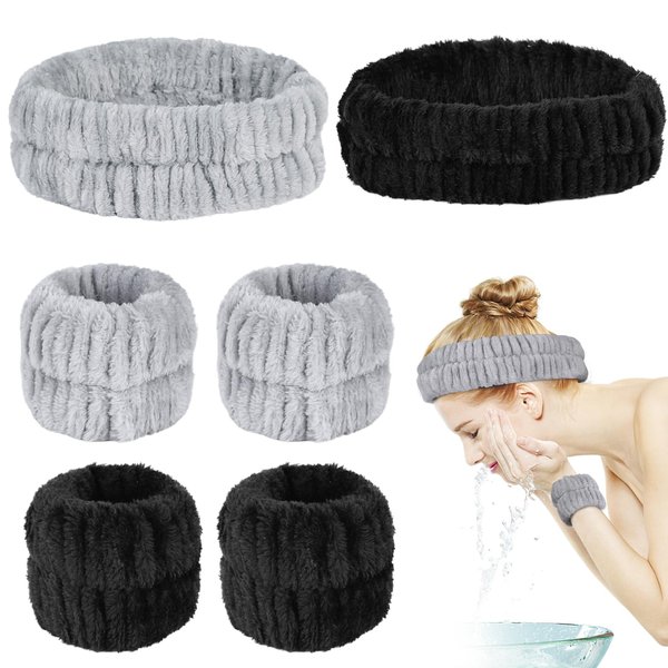 FREESOOTH 6PCS Spa Headband and Wristband Set, Makeup Headband for Washing Face Hairbands for Women Yoga Sports Shower