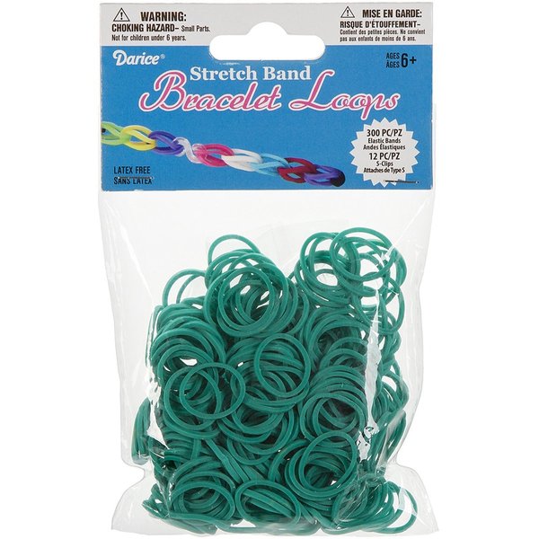 Darice 312-Piece Stretch Band Bracelet Loops and S-Clips Set, Turquoise