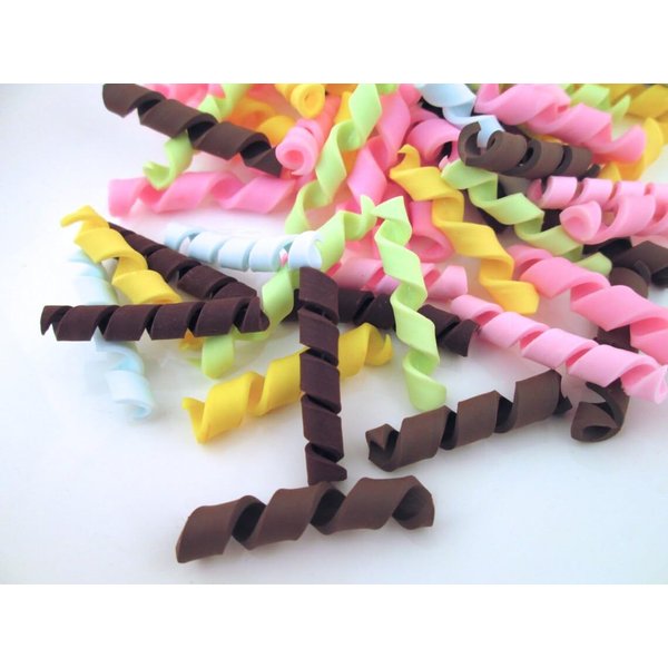 Fake Assorted Chocolate Candy Curls, Decoden Miniature Food jocad (10 Pieces)