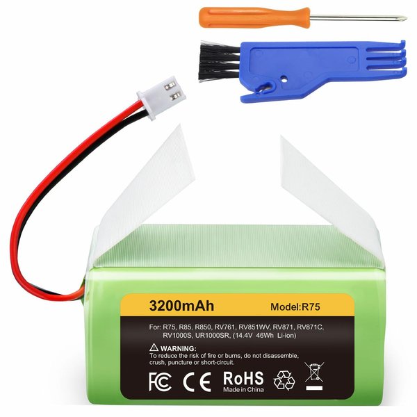 FirstPower 3.2Ah RVBAT850 Battery - Replace for Shark Vacuum Battery Replacement, Shark Ion Robot R75, RV761, RV850C, RV1000S, RV1100VL, RV101AE, UR1000SR, RV700_N, RV720_N Vacuum Cleaners
