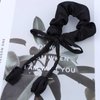 Vacaonio French Ribbon Flower Hair Scrunchies Satin silky Elastic Hair Tie Black Tulip Flower Hair Rope Band Ponytail Holder Scrunchies Rope Decorative Hair Accessories for Women and Girls Headdress