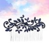 Lurrose Wedding Hair Comb Blue Rhinestone Hair Comb Hairpin Bride Vintage Flower Crystal Overtone Bridal Hair Accessories for Bridal Bridesmaid