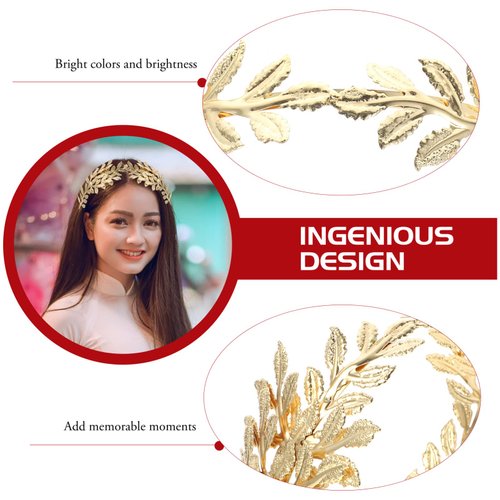 LALAFINA Bridal Hair Vine Goddess Bridal Gold Leaf Headband Greek Goddess Headband Baroque Leaf Headdress Gold Leaf headpiece for Wedding Prom Party Leaf Greek Goddess Accessories