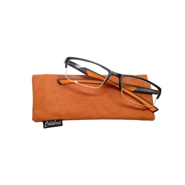 Calabria 6904 Flexie Bendable Reading Glasses +2.00 Orange Men Women Readers Flexible Bending Eyeglass w/Soft Case