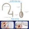 iToplin Brushed Nickel Shower Curtain Hooks, Decorative Shower Curtain Rings, Rust Resistant Metal Shower Hooks for Bathroom, Rust Proof Shower Hooks Hangers for Shower Curtain Rod, Set of 12