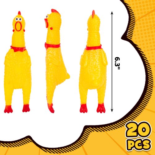 POPLAY 20PCS Squeaky Rubber Chickens, Screaming Chickens Bulk Prank Novelty Toys Pet Toys for Party Favors Family Game Dog Toys Noise Maker