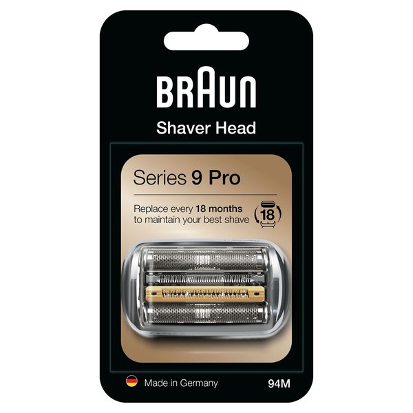 Braun Shaver Head Replacement Part 94M Silver, Compatible with Series 9 Pro and Series 9 Electric Razors for Men