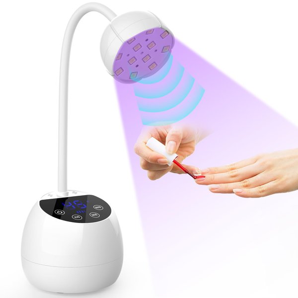 UV LED Nail Lamp Cordless 36W Mini UV Light for Gel X Nails Tips Rechargeable Nail Dryers with Smart Sensor & 4 Timers Portable Flash Cure Nail Light Fast Curing Rotatable Gooseneck Gel Polish Lamp