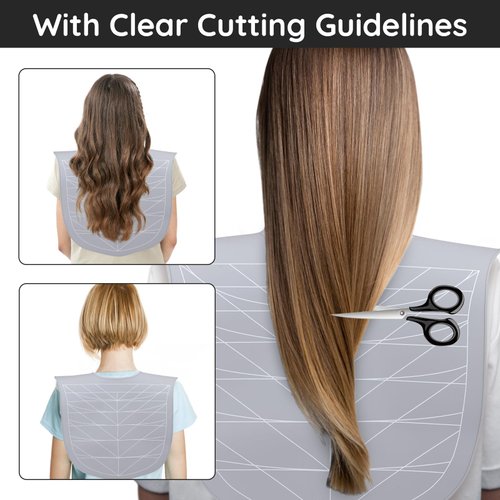 Segbeauty Hair Cutting Guide Mat Black, Longer Silicone Waterproof Cutting Mat, Professional Salon Hair Cutting Mat with Guidelines Weighted Neck Wrap for Hair Stylist