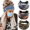 Aceorna Boho Button Headband Wide Knotted Hairbands Stretch Nurse Headbands Women Head Wraps Workout Ear Saver Hair Band Leopard Turban Headwear Yoga Hair Accessories for Women and Girls 3 Pcs (Set C)