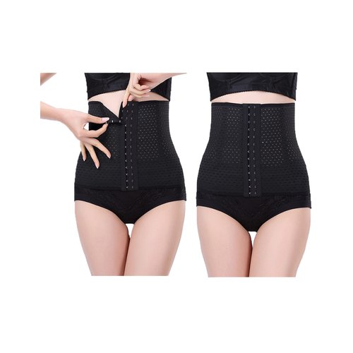 Youloveit Women's Waist Trainer Corset for Everyday Wear Steel Boned Tummy Control Body Shaper with Adjustable Hooks(Black,S)
