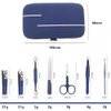 QURIPE 7pcs Manicure Set, Nail Clippers Kit, Stainless Steel Manicure Kit, Nail Clipping Tools Portable Travel Grooming Kit, The Best Gift with Luxurious Case (Blue)