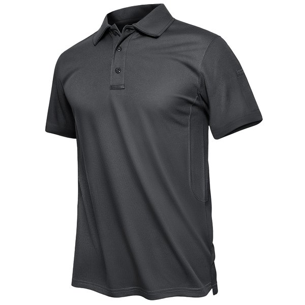 TACVASEN Mens Polo Shirts Tactical Golf Shirt Lightweight Quick-Dry Military Airsoft Short Sleeve Polos Grey M