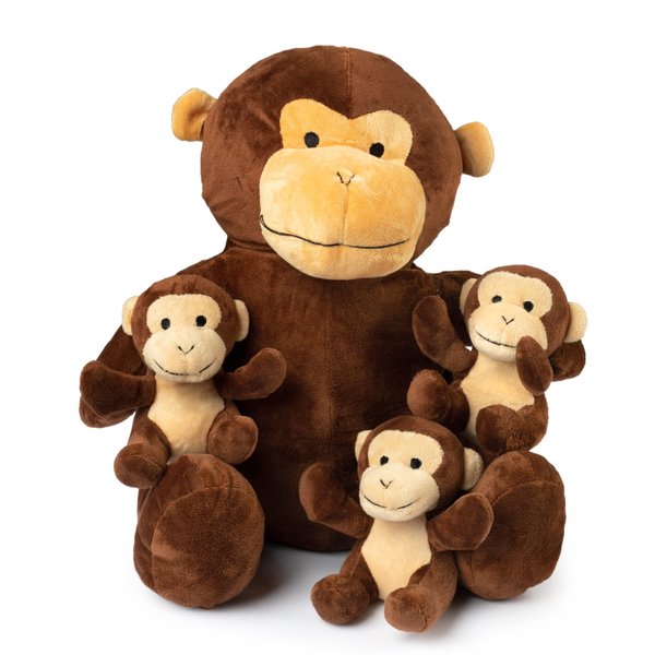Talking Stuffed Mommy Monkey with 3 Baby Monkeys in her Tummy | Plush Monkey | Monkey Stuffed Animals | Stuffed Animal Family | Stuffed Animal Mom and Baby | Stuffed Animals for Ages 0+