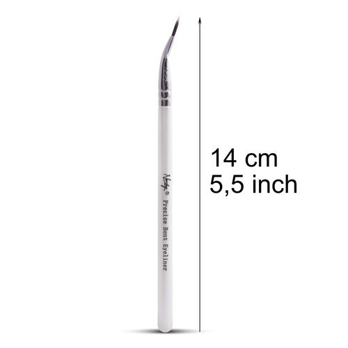 Nanshy Precise Bent Eye Liner Brush - Thin Angled Eyeliner Brush with Small Fine Point Tip for Dry or Gel Eyeliner Application - Angle Eye Makeup Brush Tool - Vegan & Cruelty-Free - White