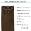 DOORES Hair Extensions Clip in Human Hair Chocolate Brown 120g 7pcs 14 Inch Clip in Remy Human Hair Extensions Straight Natural Hair Extensions