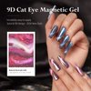 Gsnagole 9D Reflective Cat Eye Gel Nail Polish Set 2 Bottles with Magnetic Stick Chameleon Holographic Sparkling Galaxy Effect Soak Off Manicure DIY at Home (9DMHMY-4-Blue Purple)