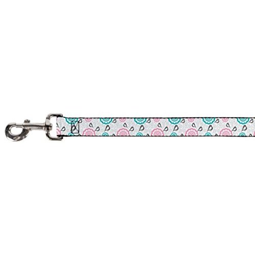 Dog Leash Bird Tapestry White Gray Turquoise Pink 6 Feet Long 1.5 Inch Wide