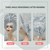 Nigerian Luxury Aso Oke Headtie, African Headtie Women Headbands Head Wrap Turban Cap Auto Gele Headties Femme Headscarf Headgear Sewing Fabric For Party (White)