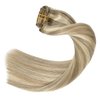 UGOTRAYS Blonde Clip in Hair Extensions Real Human Hair - 15 inch 70g Ash Blonde Mixed Bleach Blonde Straight 7pcs Double Weft - 100% Remy Human Hair Extensions #18p613 15in