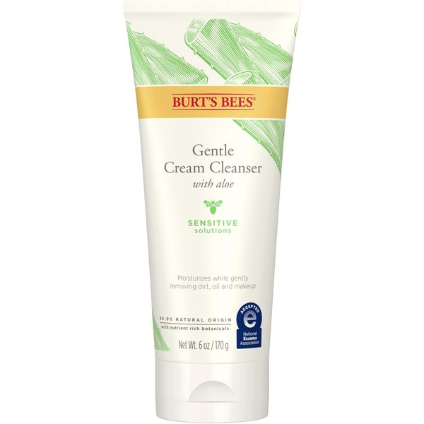 Burt's Bees Sensitive Solutions Gentle Cream Cleanser with Aloe, 98.9% Natural Origin, 6 Fluid Ounces