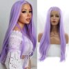 AFBeauty Purple Lace Front Wigs for Women Lavender Light Purple Wig Long Straight Lace Frontal Wig Real Hair Wig Pre Plucked Hairline Synthetic Heat Resistant Fiber Cosplay Party Daily 24Inch