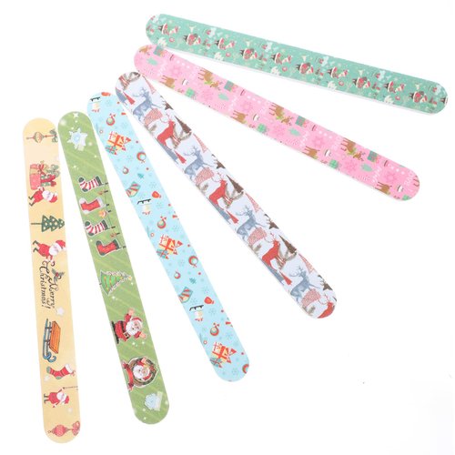 Kichvoe 12pcs Christmas Nail Files Grit Nail Files Emery Board Manicure Pedicure Tool and Nail Buffering Files-Random Style