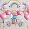 Unicorn Balloons Unicorn Birthday Party Decorations for Girls Foil Balloons Set Macaron and Rainbow Balloon Wedding Baby Shower Party Supplie (number 5)