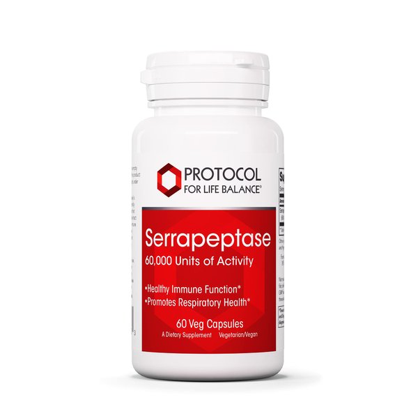 Protocol Serrapeptase - Digestive Enzyme Capsule - 60,000 Units Activity -Supports Respiratory Health* - Immune Support Supplements - 60 Veg Caps