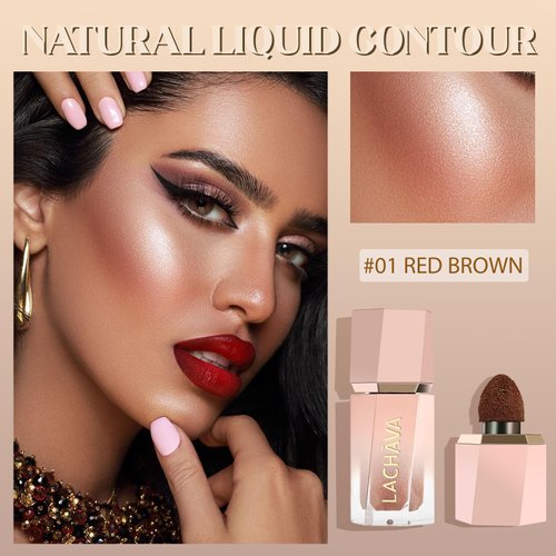 BEFIVECOK Liquid Contour Stick Makeup - Liquid Cream Bronzer Stick for Face, Natural Blendable Matte Cream Contour Makeup, Silky Long Lasting Waterproof Creme Blush Contour Wand(#05 BLACK BROWN)