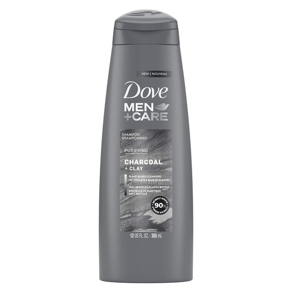 DOVE MEN + CARE Men+Care Shampoo for HealthyLooking Hair Charcoal Clay Naturally Derived Plant Based Cleansers, Fresh, 12 Ounce
