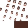 MISUD Fall Press on Nails Short Square Fake Nails Glossy Glue on Nails Bling Cat Eye Design Acrylic Nails Squoval Autumn Arificial Nails Brown Glitter Chrome Stick on False Nails 24 pcs