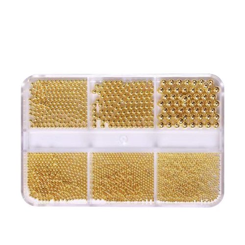 Chunmeng 3D Nail Caviar Beads Nail Art Decoration Mini Metal Nail Beads, DIY Nails Supplies Accessories for Women Manicure (Golden)