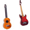 Toyvian 2Pcs Miniature Guitar Dollhouse Mini Musical Instrument Wood Bass Guitar Model Ornament for Fairy Garden Accessories Kids Play Toys Birthday Gifts Random Color