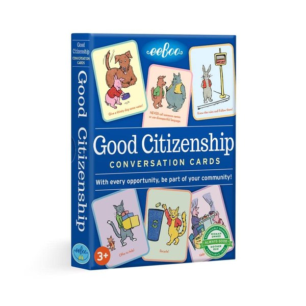eeBoo: Good Citizenship Conversation Flash Cards, Encourages and Teaches Children How to Be Part of Their Community, Whether Family, School, or Planet, for Ages 3 and up