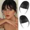 BUPPLER Clip in Bangs 100% Real Human Hair Pieces Hair Clip on bangs for women Faux Bangs Clip in Hair Extensions with Hair Roller for Daily Wear(4.5 * 6 Inch, Natural Black)