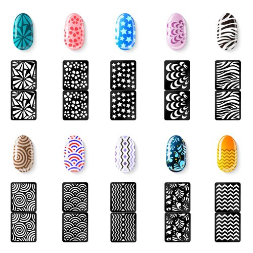 Gogoonly 144 Pieces Nail Vinyls Stencil Stickers Set, 24 Sheets 72 Different Designs Cute Easy Nail Art Nail Vinyls Nail Stencil Sheets - BH000807
