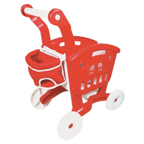 Lissi: Doll Shopping Cart & Food Accessories - Red Trolley & Play Foods Set, Cart is Equipped w/a Baby Holder, Pretend Play Toy, Kids Ages 2+