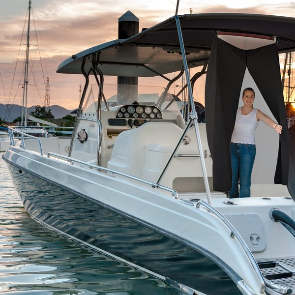 Privacy Tent for Boats/Top Privacy Room 72" L 30" W 27" H,Bow Boat Top Canopy Privacy,Pontoon Boat Hanging Privacy Tent,Drop Down for Bimini Top (Black)
