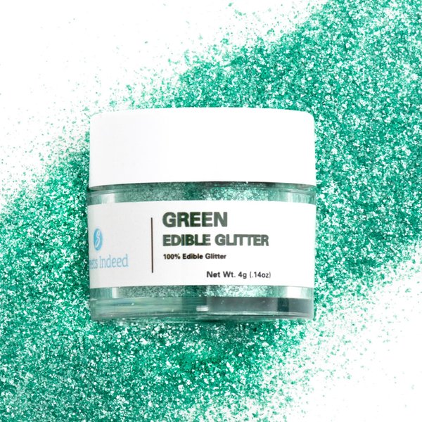 Sweets Indeed, Edible Glitter, Perfect for Drinks, Cocktails, Beverages & Cake Decorating, Dessert Cake Topper, Gift, 4 grams (Green Edible Glitter)