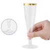 JOLLY CHEF 36 Count Plastic Champagne Flutes 4.5 oz Gold Rim Clear Disposable Toasting Glasses