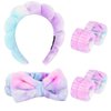 CAVETEE 6 Pack Spa Headband for Washing Face, Makeup Headband for Washing Face, Cute Puffy Bubble Headband Bow Tie Spa Headband with Washing Face Wristband Set for Women Girl