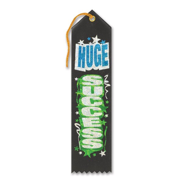 Beistle Huge Success Award Ribbons, 2 by 8-Inch, 6-Pack
