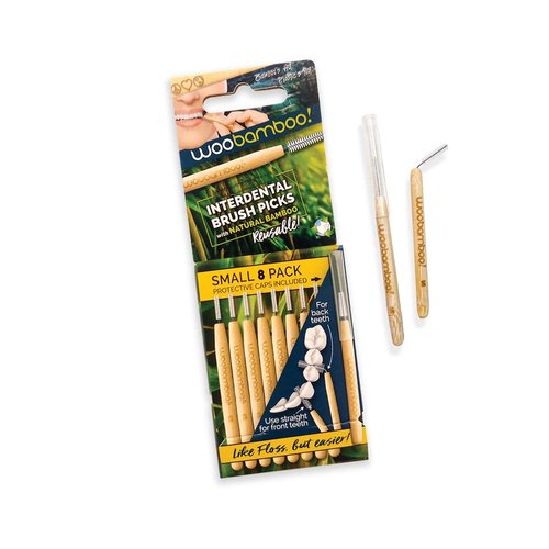 Woobamboo Bamboo Interdental Brush Picks - Size Small - Eco Friendly, Biodegradable, Vegan