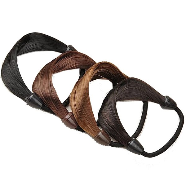 3 Pieces Faux Wig Hair Elastic Rope Ring Ponytail Holders Hair Bands Hair Ties Hair Elastics, Random Color