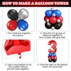 Spider 3rd Birthday Decorations for Boys, Royal Blue Black Red Silver Balloon Garland Arch Kit with 40 Inch Red Number 3 Balloon Tower, Spider 3rd Birthday Balloons for Kids Superhero Theme Party