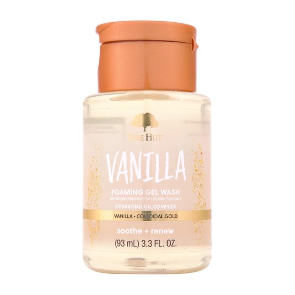 Tree Hut Vanilla Foaming Gel Wash, Hydrating Body Wash, Travel Size, 3.3oz