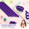 Syhood 30 Pcs 7'' Flexible Curling Rods Twist Foam Hair Rollers Soft Foam No Heat Hair Rods Rollers and 1 Steel Pintail Comb Rat Tail Comb for Women Long Short Hair(Purple,7 x 0.3 Inch)