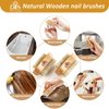 Wooden Fingernail Nail Brushes for Cleaning, Finger Nails Scrub Brush to Clean Fingernails Toenails, Natural Boar Sisal Bristle Two-sided Non-slip Hand Foot Nails Cleaner Scrubber for Men Women Kids